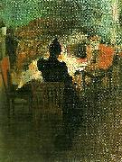 Carl Larsson ljusinterior fran dalarna- vid lampan oil painting on canvas